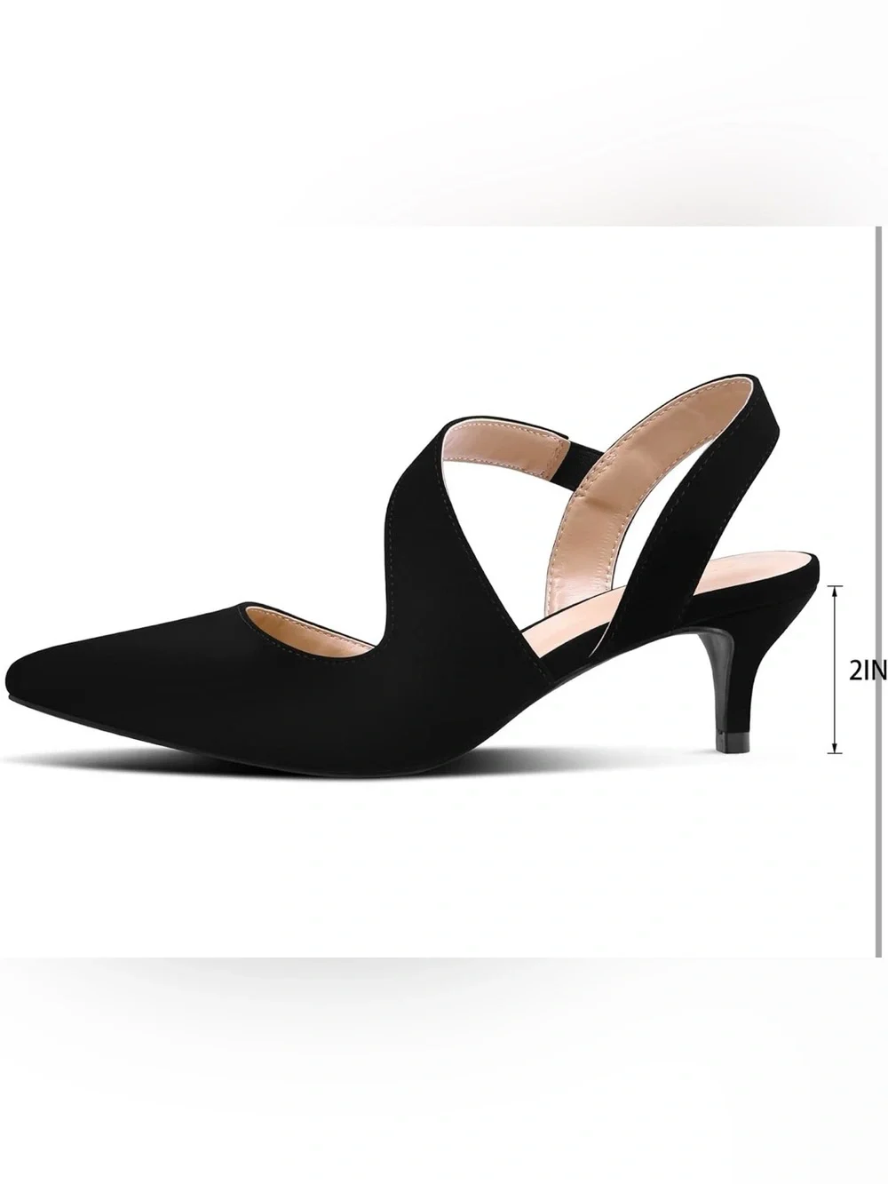 Pointed Toe Slingback Kitten Heels 2” – Faux Suede